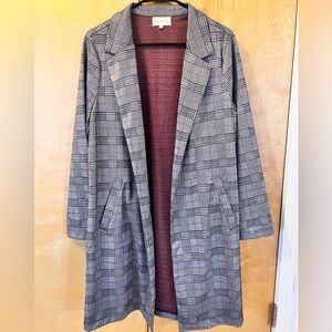 Melloday Grey Plaid Trenchcoat